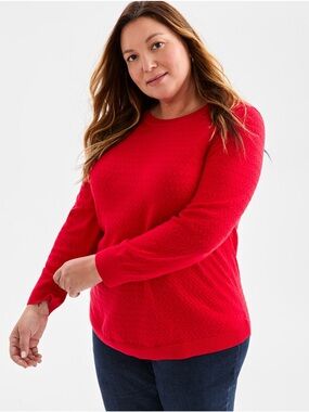 Cable Knit Red Boatneck Pullover Sweater by Style & Co. NWOT